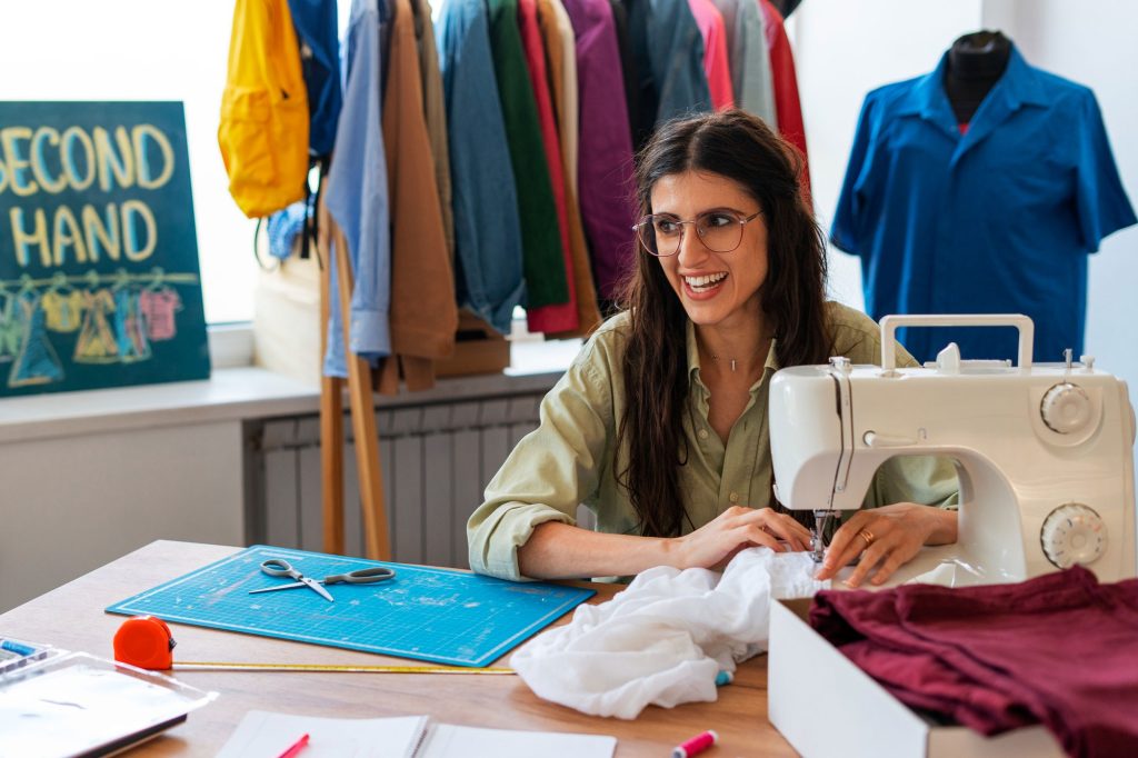 women sewing the clothe for focus pads