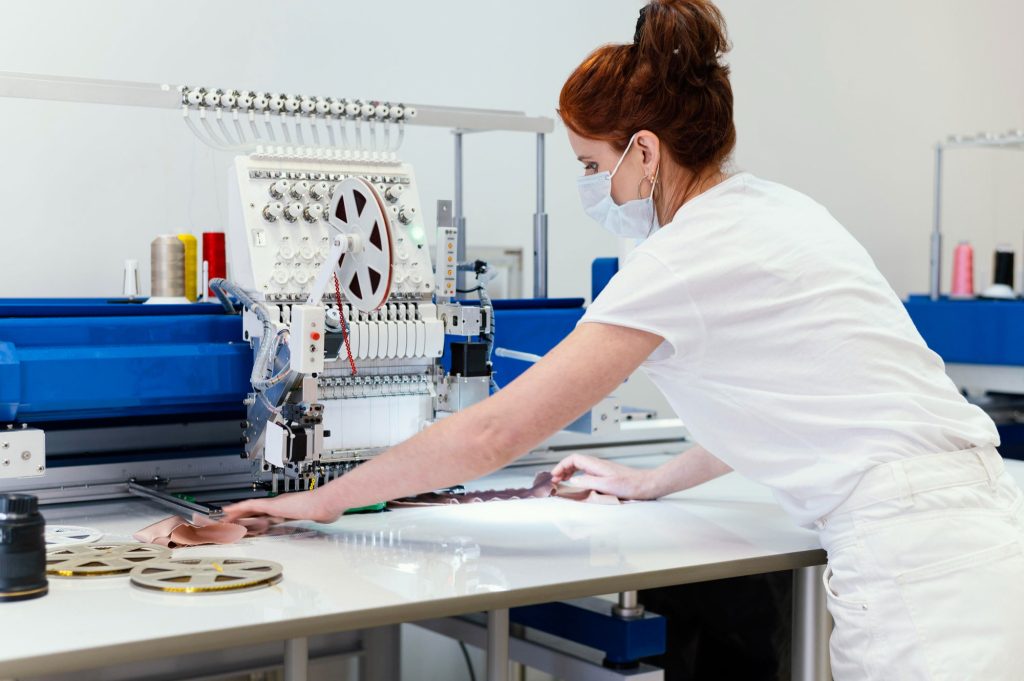 A young women manufacturing